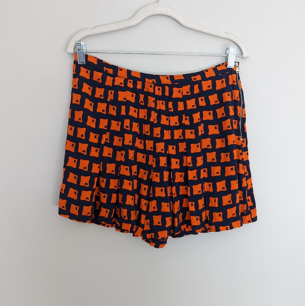Zara Flowy Printed Shorts Retro Style High Waisted Size Large